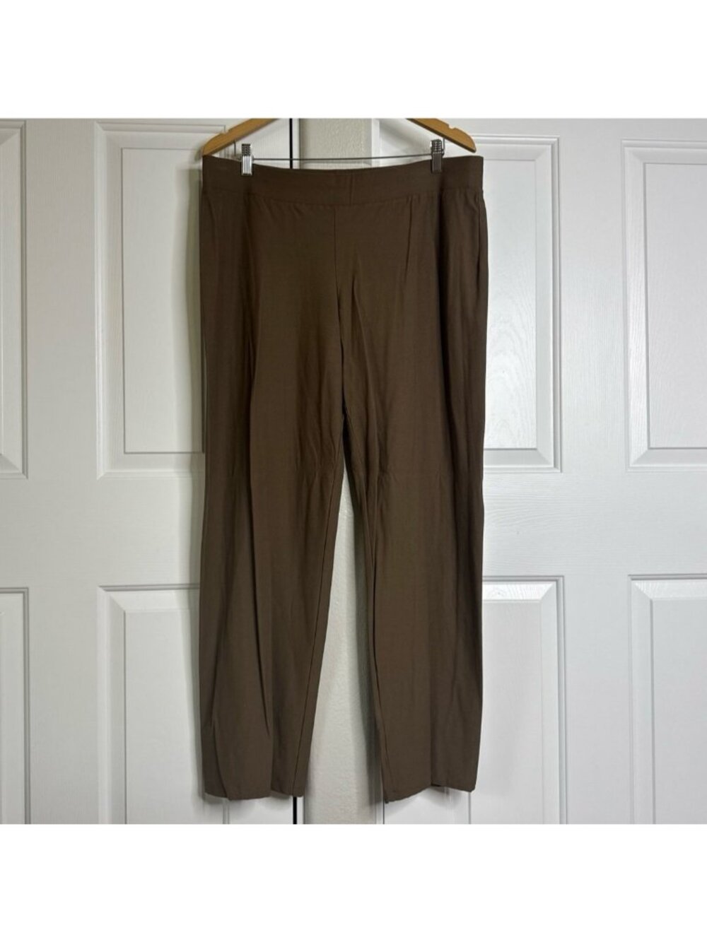 Eileen Fisher Brown Pants made in USA viscose trousers L